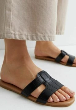 New Look Croc- Muiltjes - Black