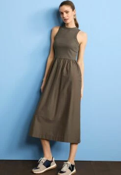 Next Sleeveless Poplin Mix Midi Standard - Jurk - Taupe Brown
