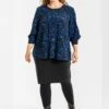 Ingelise - Blouse - Black With Blue Printed