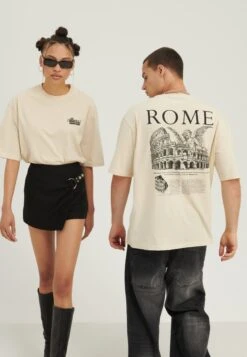 Bestsellers 18 YOURTURN Rome Tee Unisex - T-Shirt Print - Mottled Light Brown
