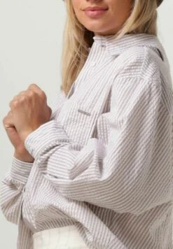 Colourful Rebel Vicky Striped Dropped Shoulder - Overhemdblouse - Zand -Kleding Discount Winkel 092530781eb643ae9f45800a3913b724