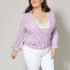 2-In-1-Gestreift - Blouse - Lila