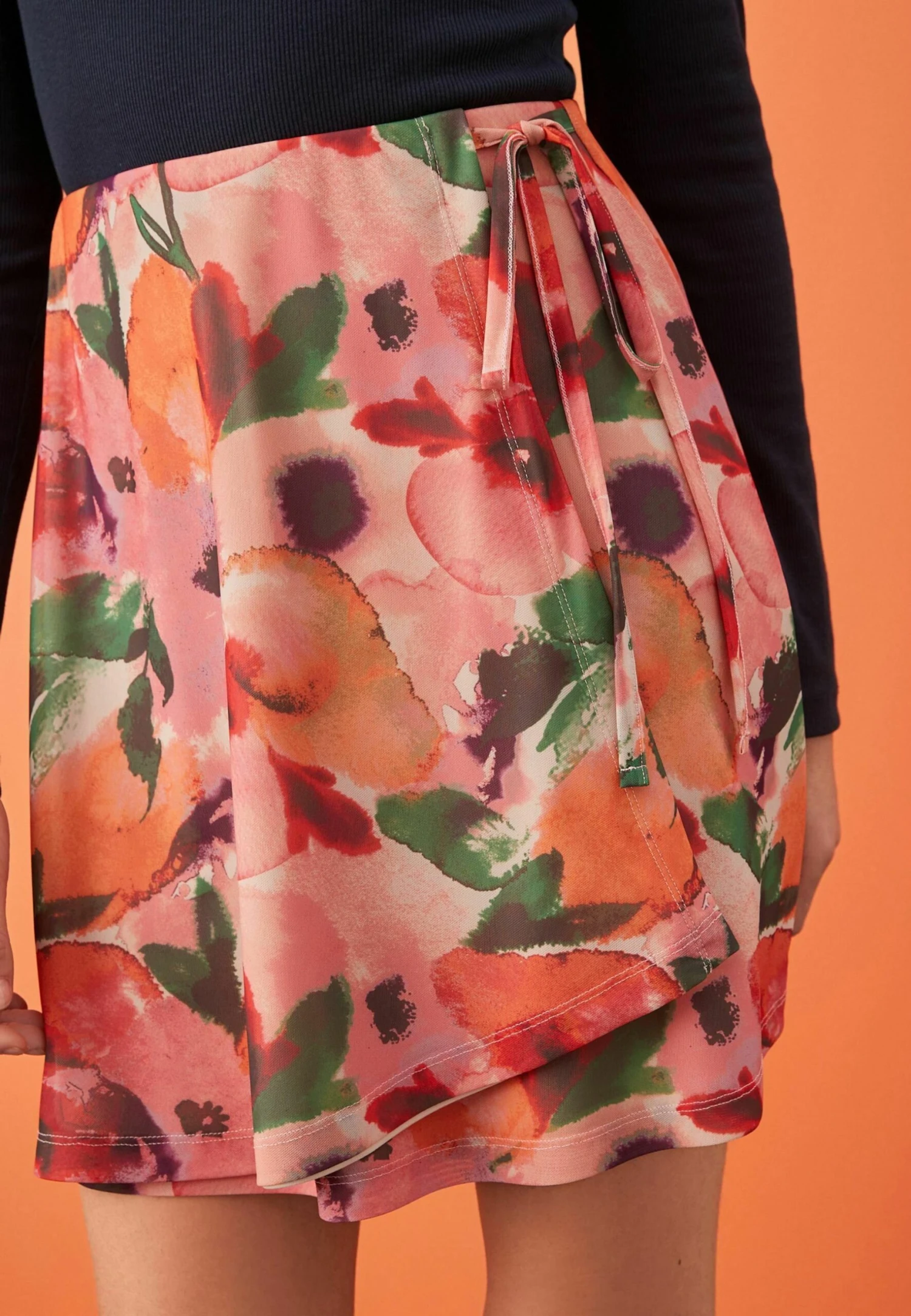 Next Tie Detail Standard - A-Lijn Rok - Pink Floral 2 Next Tie Detail Standard - A-Lijn Rok - Pink Floral - Afbeelding 2