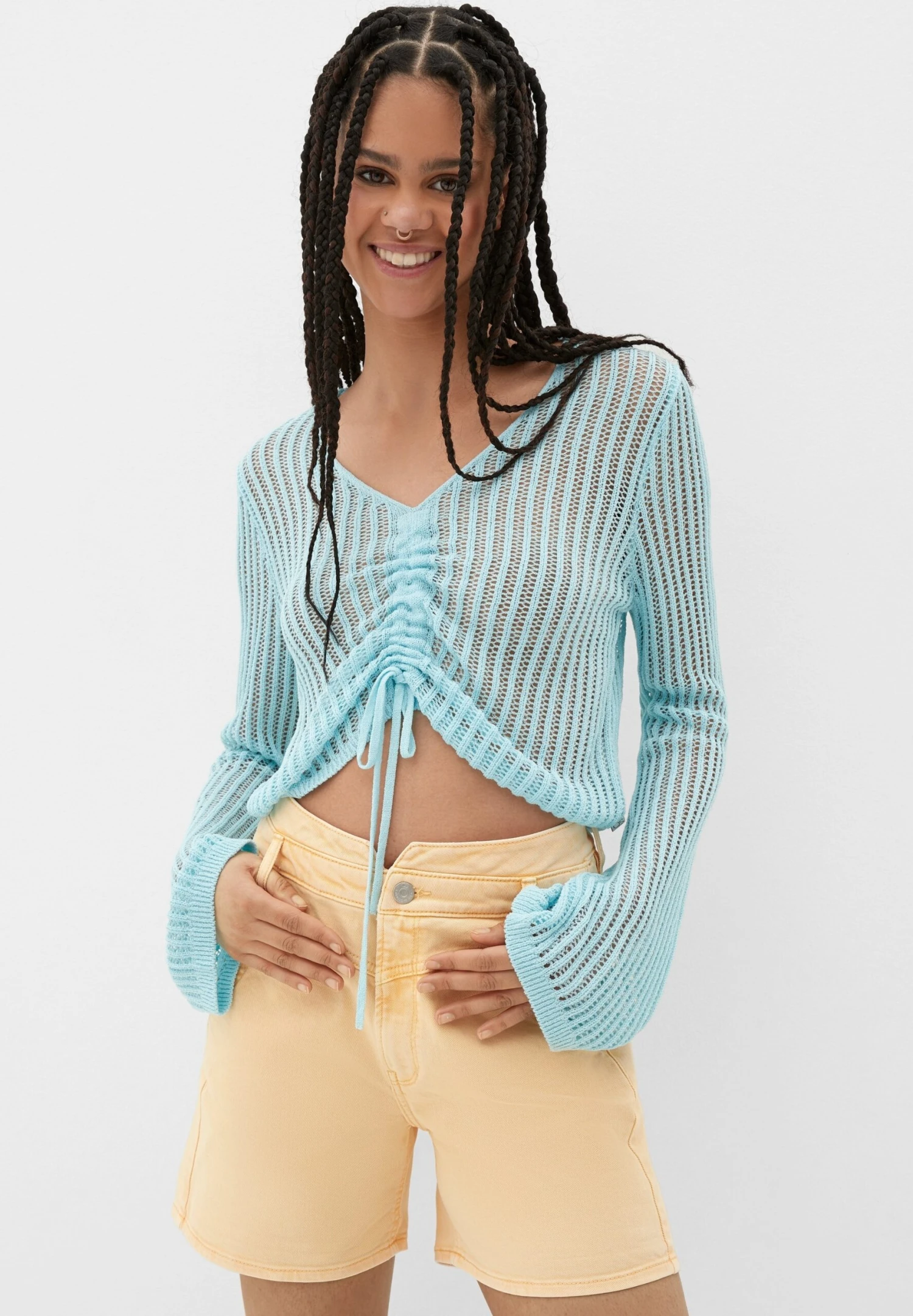 QS By S.Oliver Mit Versetzten Gürtelschlaufen - Jeansshort - Zitrone 1 QS By S.Oliver Mit Versetzten Gürtelschlaufen - Jeansshort - Zitrone