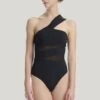 Wolford Sheer & Opaque Swimsuit - Badpak - Black