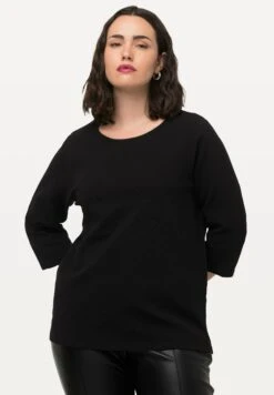 Ulla Popken Quer Rundhals 3/4-Arm - Longsleeve - Schwarz