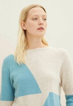 Tom Tailor Trui - Beige Mint Color Block -Kleding Discount Winkel 4c91039f68e44ac3995734e3bf98c7bf