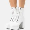 Lamoda Trample Lace Up Platform - Veterboots - White