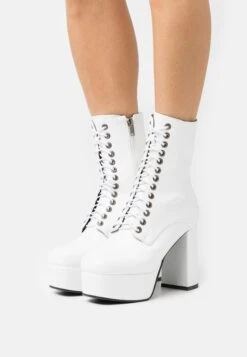 Lamoda Trample Lace Up Platform - Veterboots - White