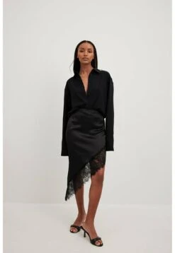 NA-KD Asymmetrischer Mit Details - A-Lijn Rok - Black