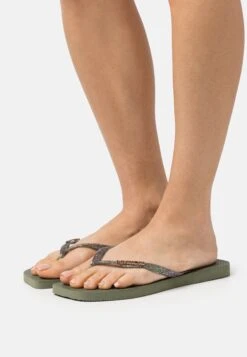 Havaianas Slim Square Logo Metallic - Teenslippers - Green