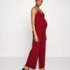 Strappy Drappy Cintered- Jumpsuit - Dark Red
