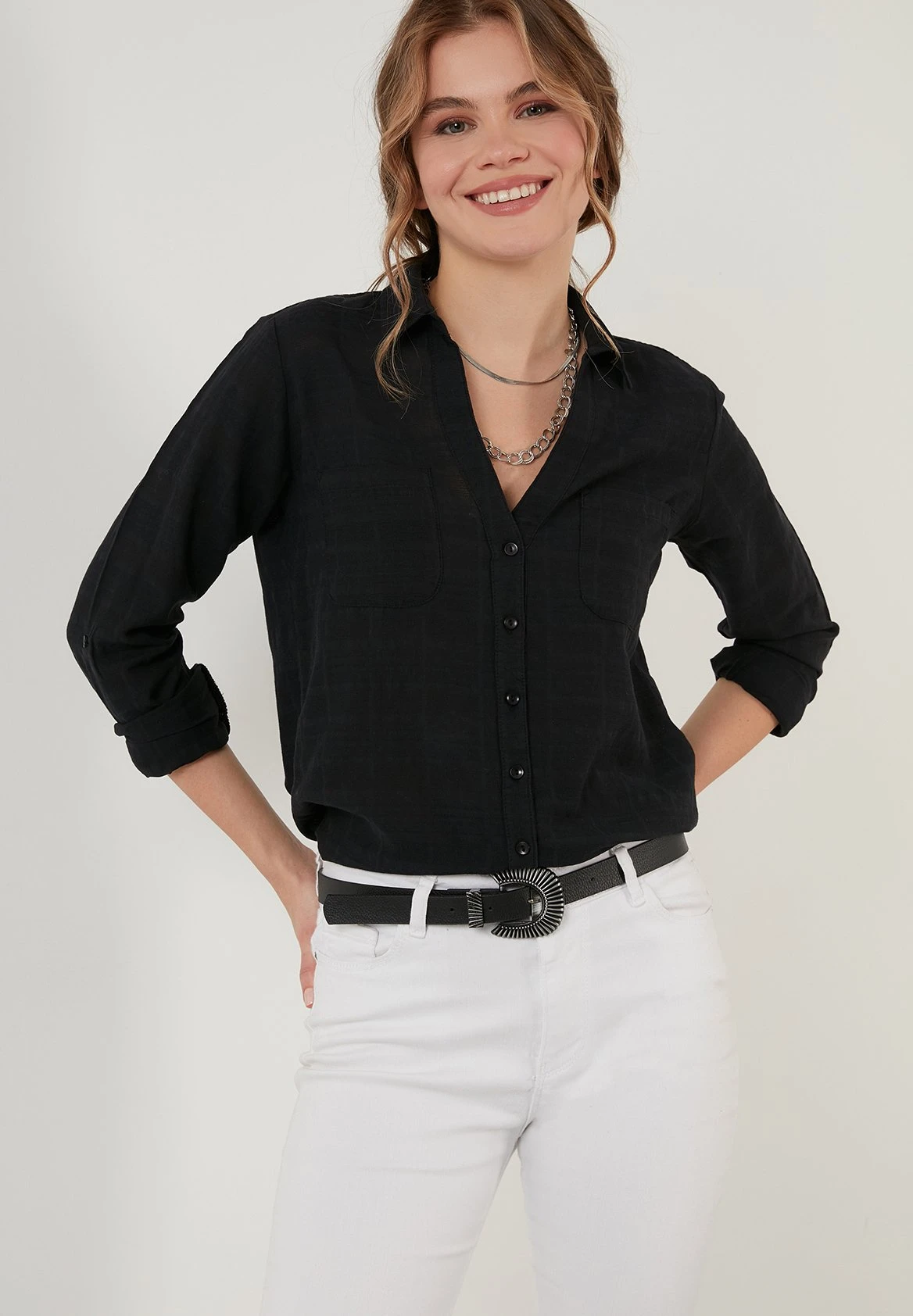 LELA Slim Fit - Overhemdblouse - Black 5 LELA Slim Fit - Overhemdblouse - Black - Afbeelding 5
