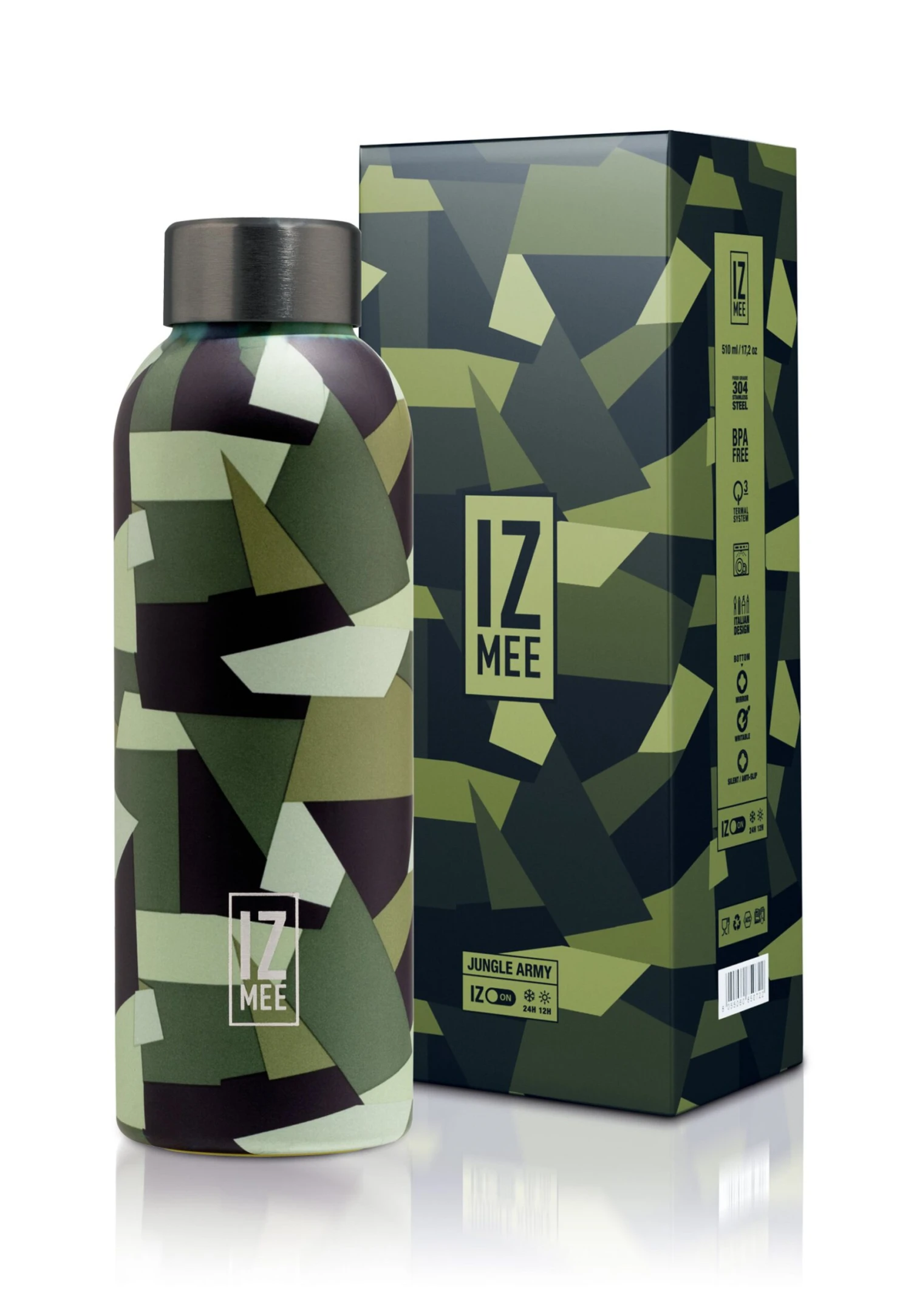 Izmee - Thermal Bottle 510 Ml - Bidon - GraphicJungle Army 4 Izmee - Thermal Bottle 510 Ml - Bidon - GraphicJungle Army - Afbeelding 4