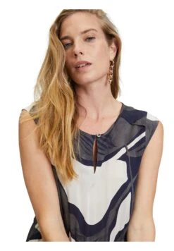 CARTOON Mit Muster - Jurk - Weiß Dunkelblau -Kleding Discount Winkel 7632e59055f9428ab1f10047c94833bd