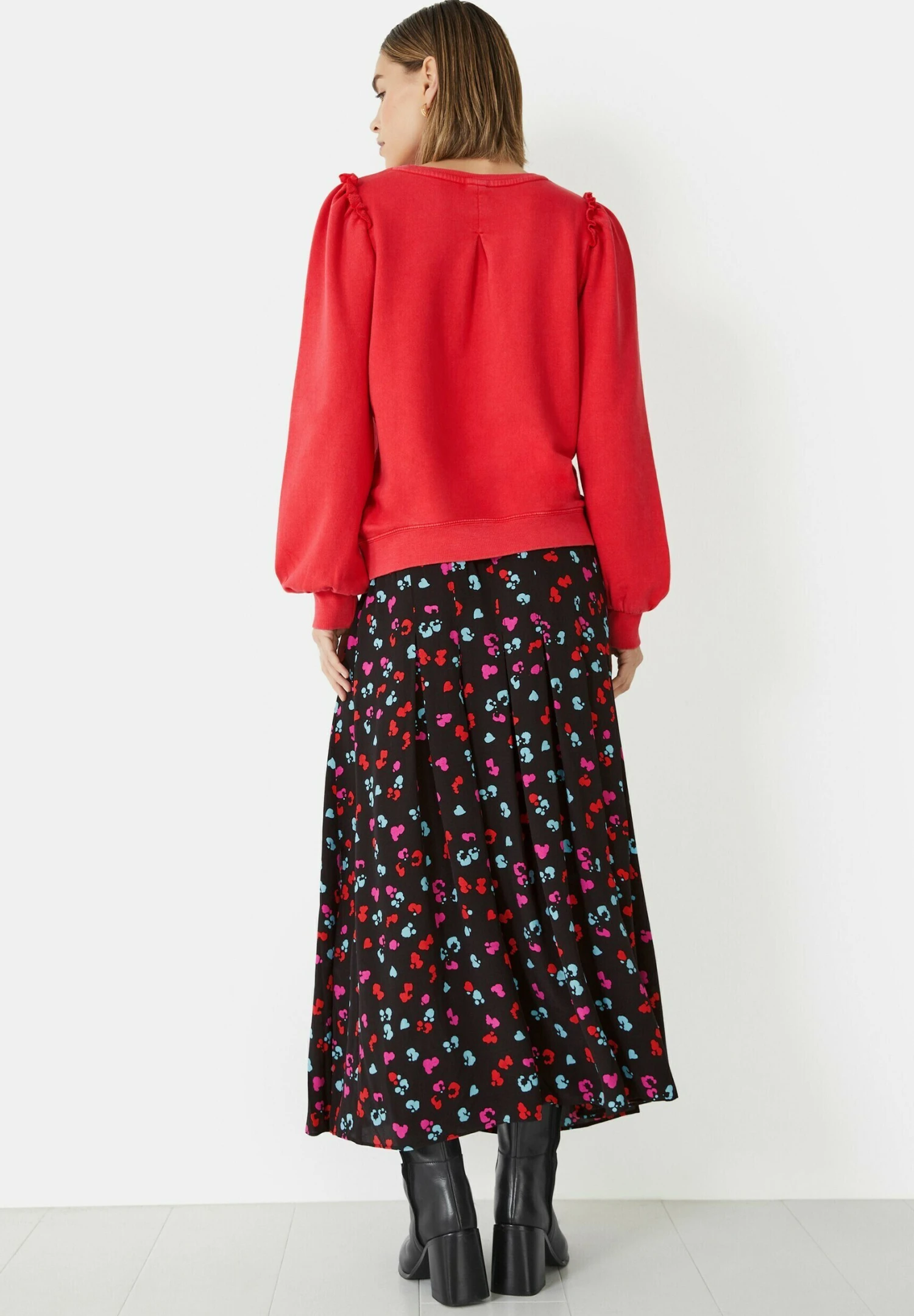 Kylie - A-Lijn Rok - Floral Heart Black Multi 2 Kylie - A-Lijn Rok - Floral Heart Black Multi - Afbeelding 2