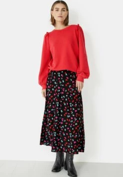 Kylie - A-Lijn Rok - Floral Heart Black Multi