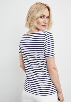 Gerry Weber 1/2 Arm Gestreiftes - T-Shirt Print - Blau Ecru Weiss Ringel 8 Gerry Weber 1/2 Arm Gestreiftes - T-Shirt Print - Blau Ecru Weiss Ringel -Kleding Discount Winkel 955e719c01ec4f759eacc8f54af8353d