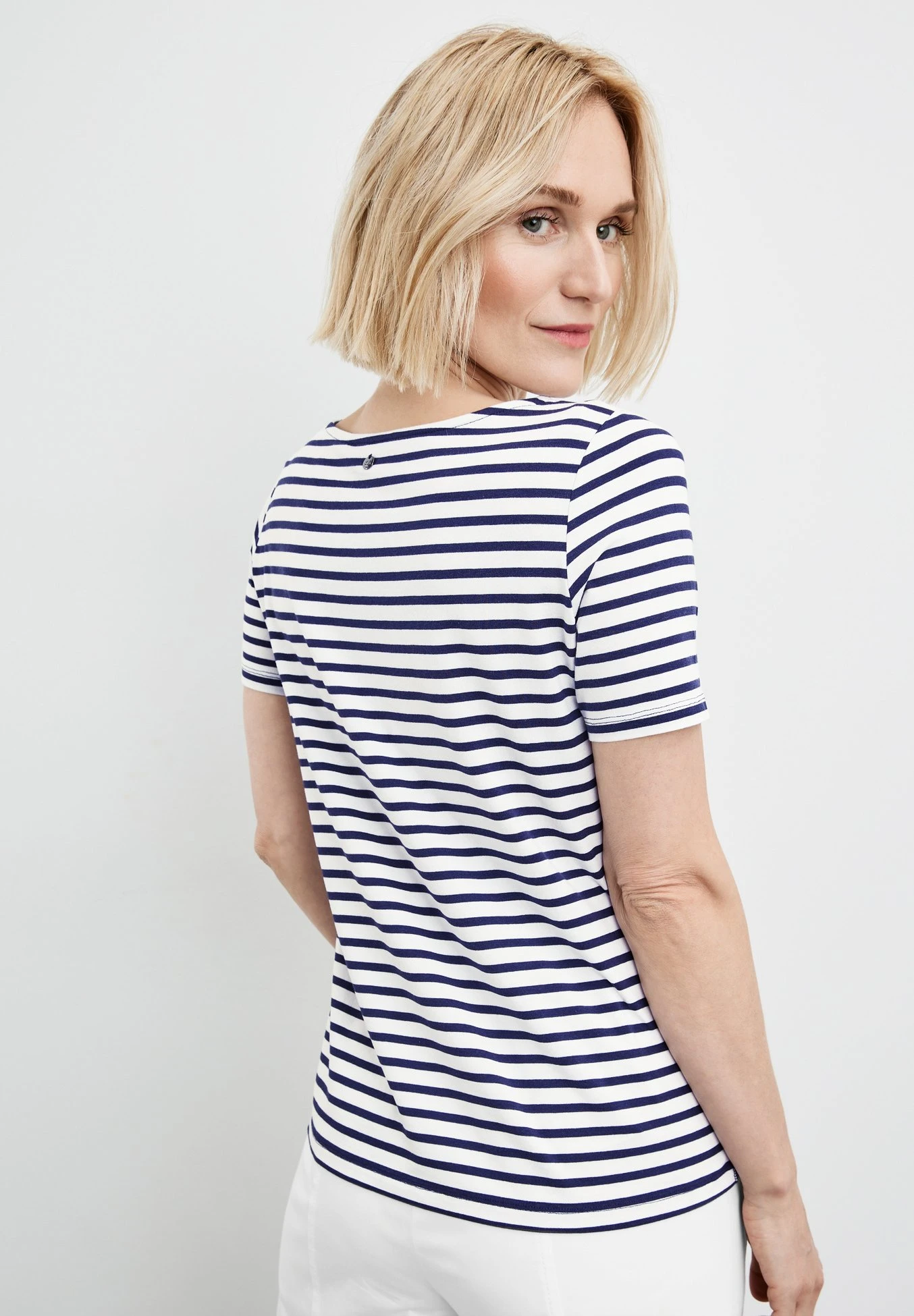 Gerry Weber 1/2 Arm Gestreiftes - T-Shirt Print - Blau Ecru Weiss Ringel 3 Gerry Weber 1/2 Arm Gestreiftes - T-Shirt Print - Blau Ecru Weiss Ringel - Afbeelding 3