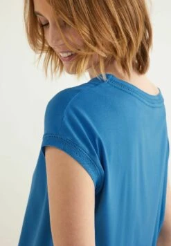 STREET ONE Mit Dekotape - T-Shirt Basic - Blau -Kleding Discount Winkel a5ab9fe59d124cacacf4b05b18c0263c