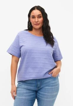 Zizzi Short-Sleeved- T-Shirt Print - Lavender Violet