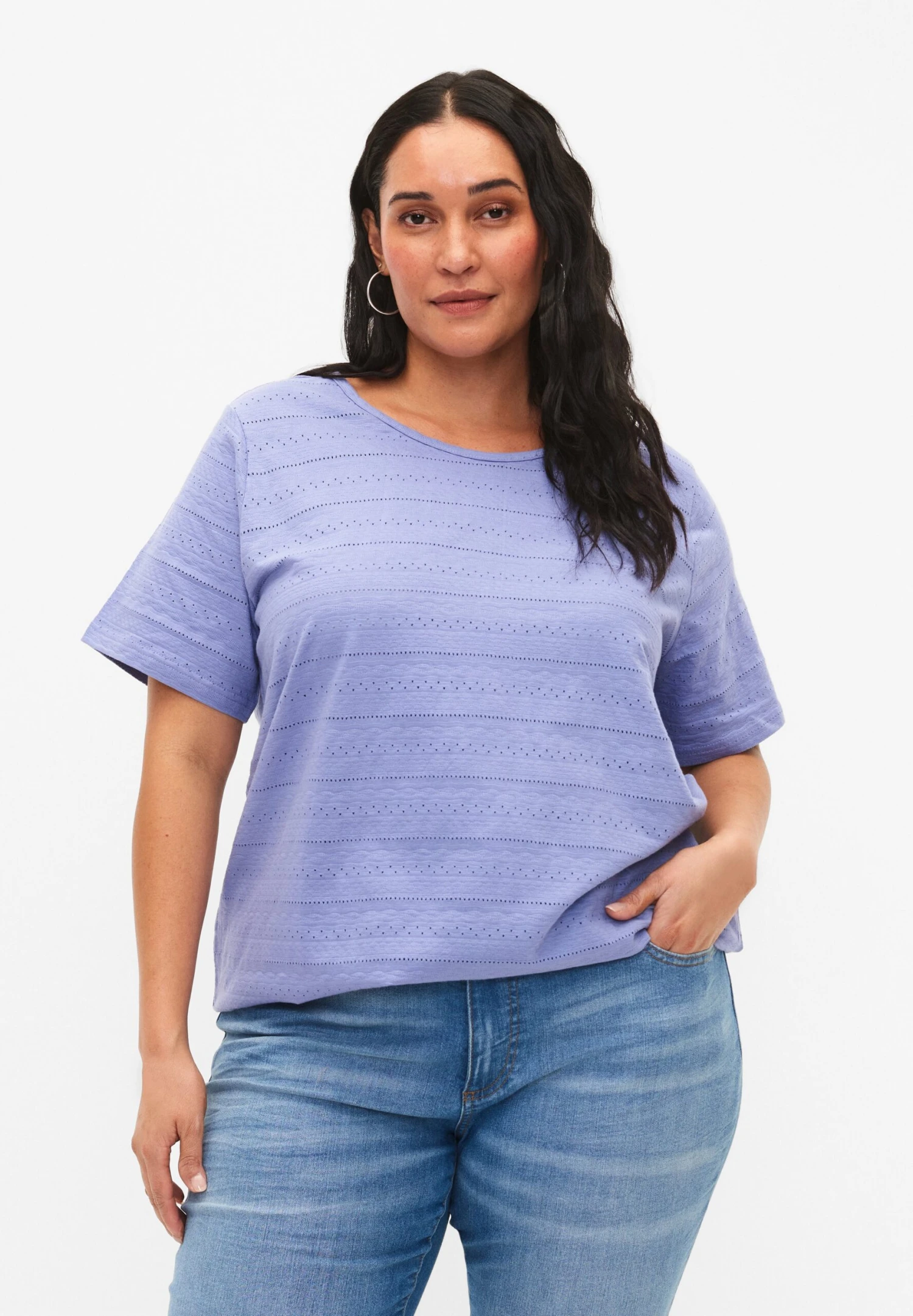 Zizzi Short-Sleeved- T-Shirt Print - Lavender Violet 1 Zizzi Short-Sleeved- T-Shirt Print - Lavender Violet