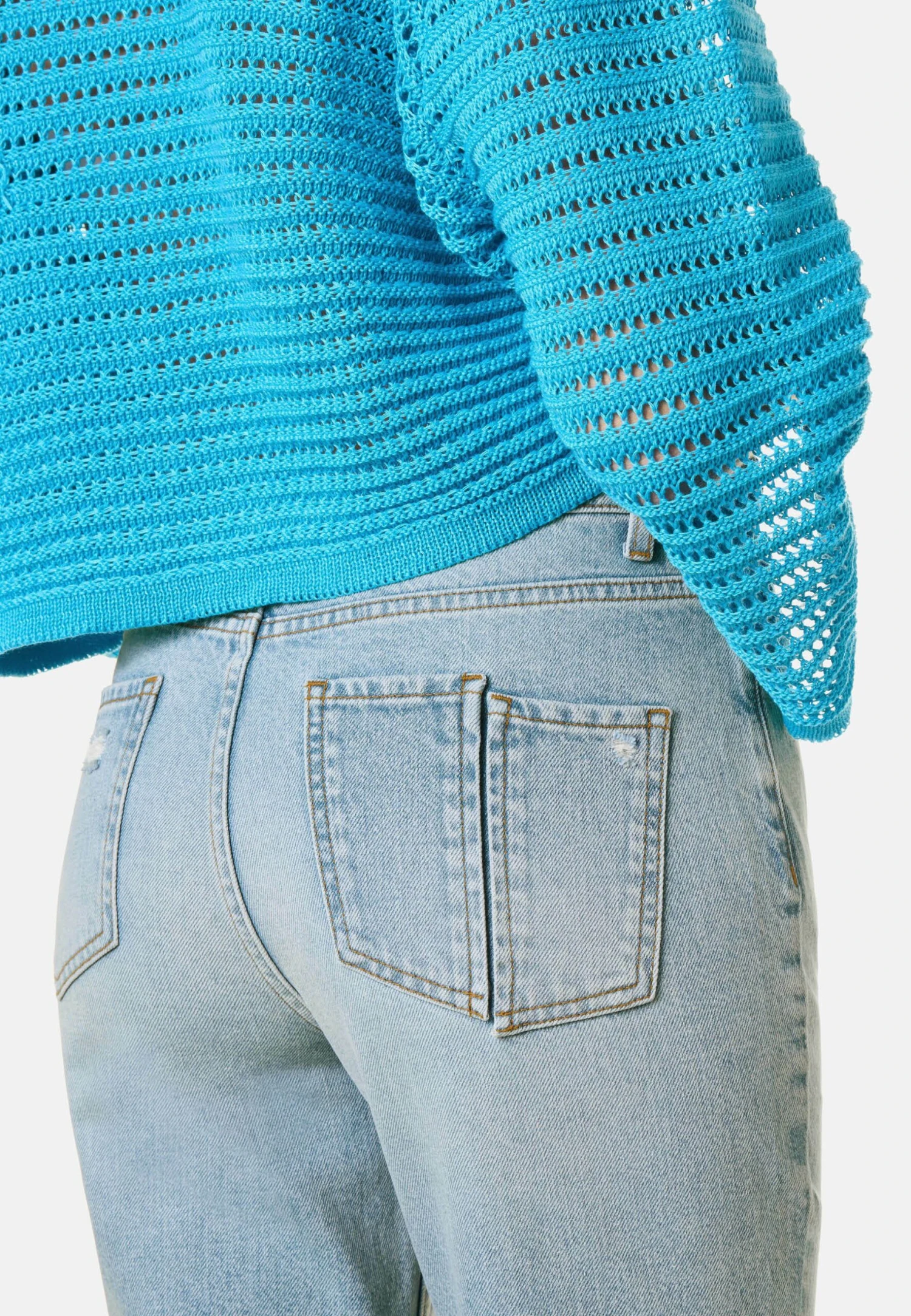 Ripped- Flared Jeans - Light Denim Blue 3 Ripped- Flared Jeans - Light Denim Blue - Afbeelding 3