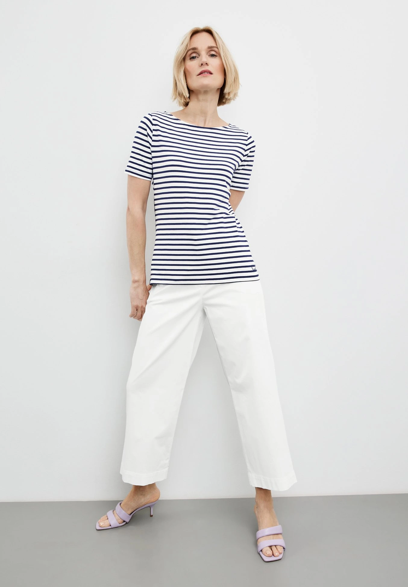 Gerry Weber 1/2 Arm Gestreiftes - T-Shirt Print - Blau Ecru Weiss Ringel 2 Gerry Weber 1/2 Arm Gestreiftes - T-Shirt Print - Blau Ecru Weiss Ringel - Afbeelding 2