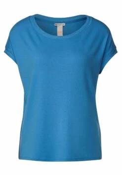 STREET ONE Mit Dekotape - T-Shirt Basic - Blau -Kleding Discount Winkel d054e9c0851e45b4a53c931d052a6ee9
