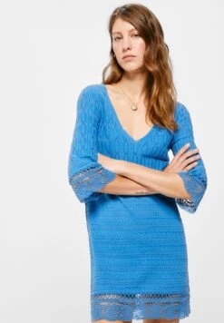 Bestsellers 9 Springfield Short Structured - Gebreide Jurk - Dark Blue