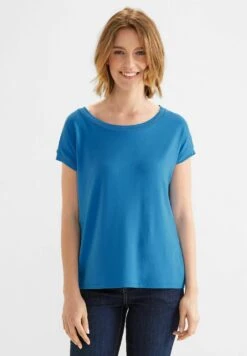 STREET ONE Mit Dekotape - T-Shirt Basic - Blau