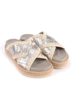 Mou Rope Bio In Pelle Silver Con Ricamo - Muiltjes - Argento -Kleding Discount Winkel e3303319d618443aaf8b43e7d6f35841