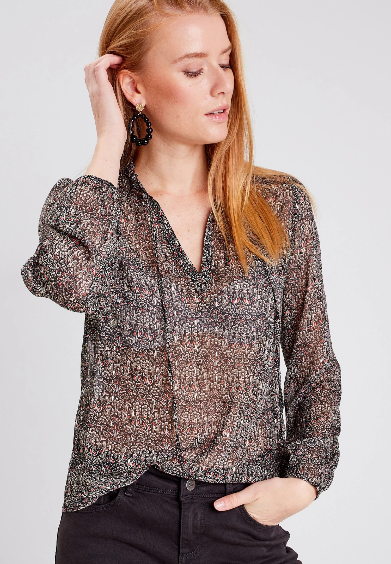 Langen Armeln - Blouse - Noir 4 Langen Armeln - Blouse - Noir - Afbeelding 4