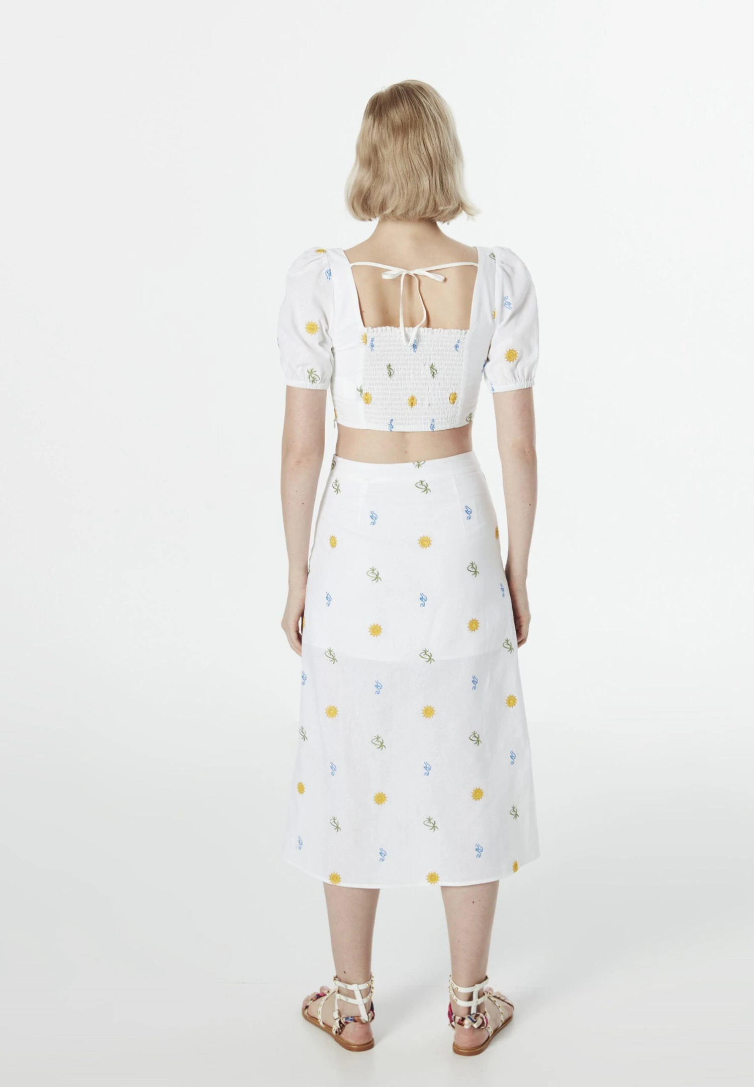 Twist Embroidered - A-Lijn Rok - White 3 Twist Embroidered - A-Lijn Rok - White - Afbeelding 3