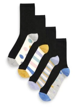 Next Ankle 4 Pack Standard - Sokken - Black Spot Stripe Sparkle