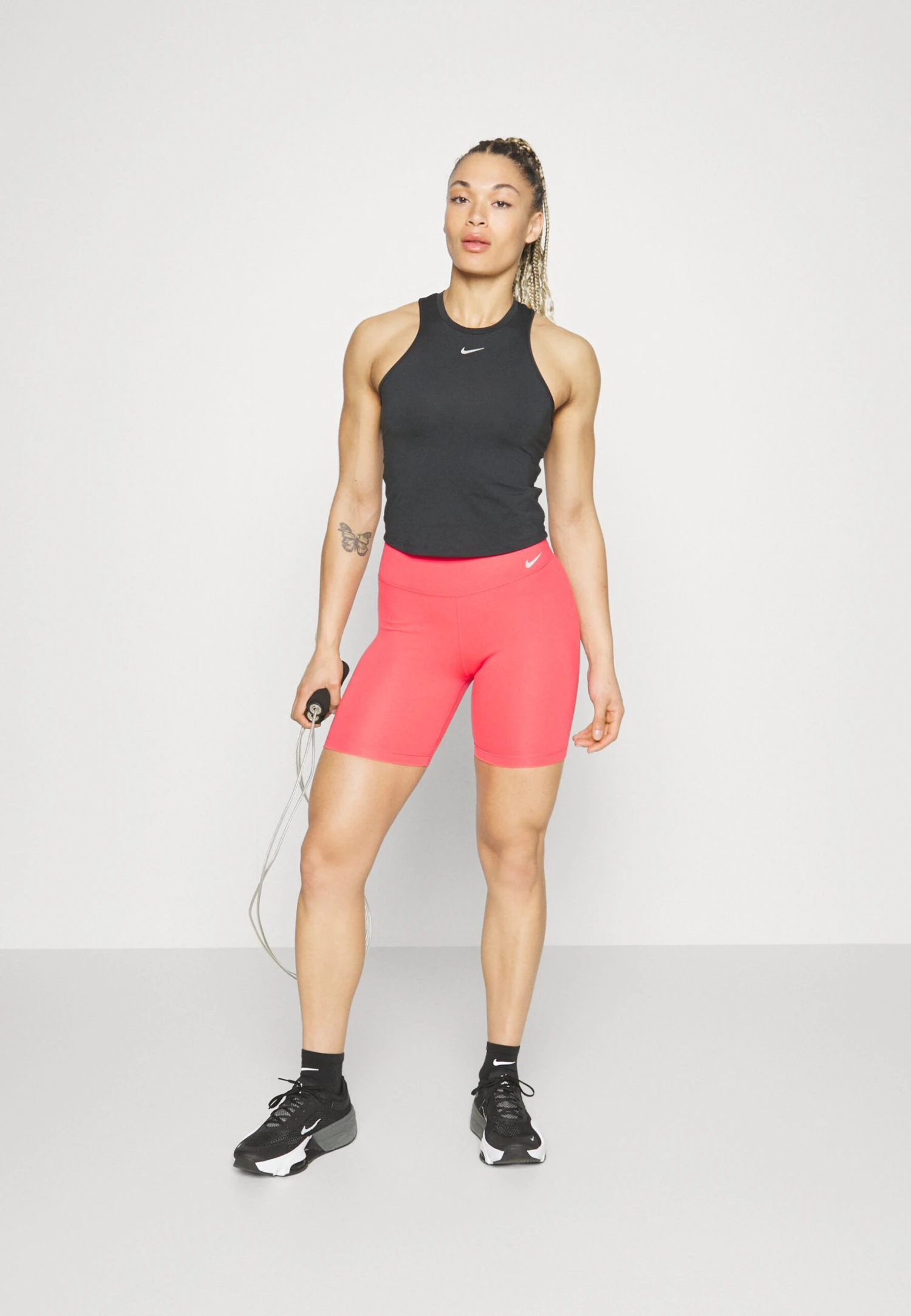 Nike Performance Nike OneMedium Rise - Legging - Lt Fusion Red/White 2 Nike Performance Nike OneMedium Rise - Legging - Lt Fusion Red/White - Afbeelding 2